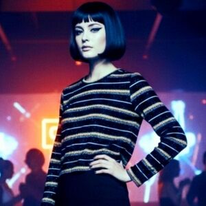 Topshop Glitter Stripe Top